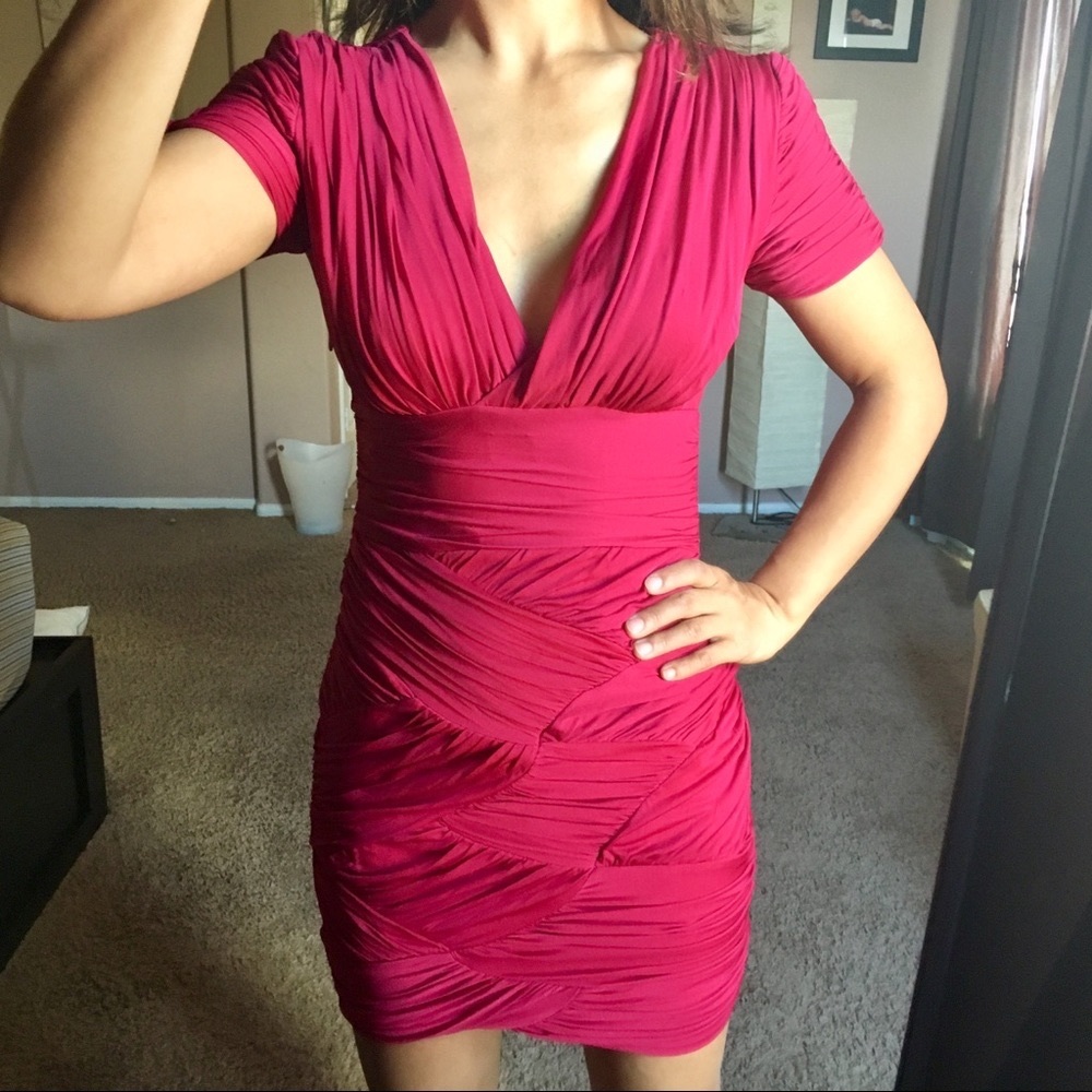 Halston Heritage Hot Pink Cocktail Dress XS